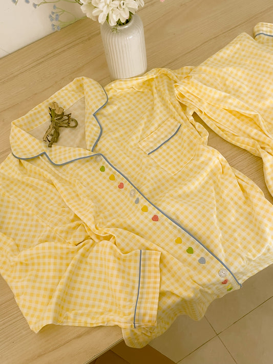 Sunshine embroidery hearts pj set