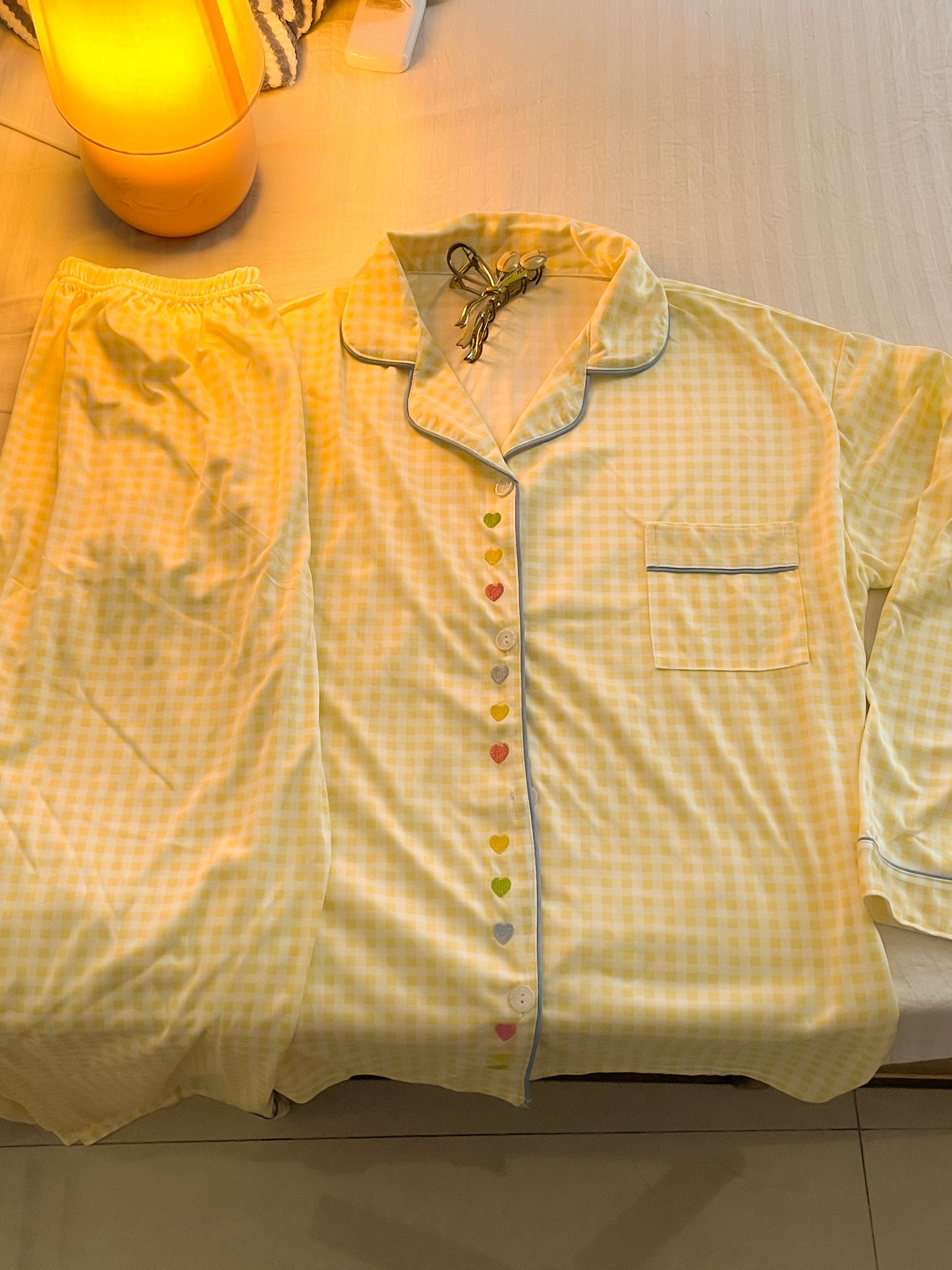 Sunshine embroidery hearts pj set